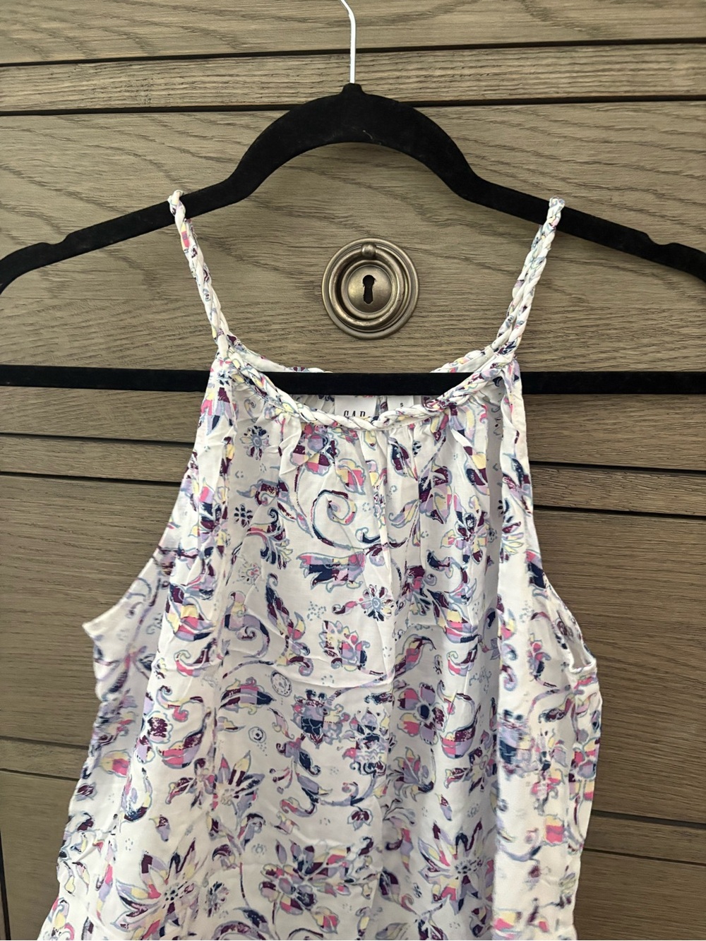 GAP White Floral Print Braided-Strap Camisole